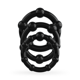 Crushious Triple Bead - Cockring Set - Zwart (799632354734)