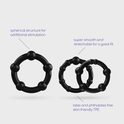 Crushious Triple Bead - Cockring Set - Zwart (799632354734)