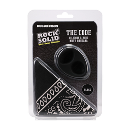 Doc johnson The Code - Siliconen Cockring met Bandana - Zwart (782421098391)
