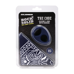 Doc johnson The Code - Siliconen Cockring met Bandana - Marineblauw (782421098278)