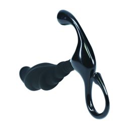 Levelz by shots Geribbelde Hard Loop Silicone Prostaat Massager - M - Zwart (8714273066497)