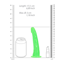Realrock by shots Slanke Realistische Dildo met Zuignap - Glow in the Dark - 6'' / 15,5 cm (8714273493590)