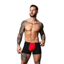 Male power Pouch Short - S - Zwart/Rood (845830094887)