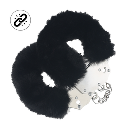 Ouch! by shots Zware Fluffy Handboeien - Zwart (8714273058140)
