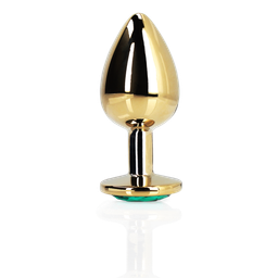 Ouch! by shots Ronde Edelsteen Butt Plug - Klein - Goud/Emerald Groen (8714273533685)