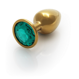 Ouch! by shots Ronde Edelsteen Butt Plug - Klein - Goud/Emerald Groen (8714273533685)