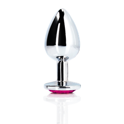 Ouch! by shots Heart Gem Butt Plug - Medium - Zilver/Rubellite Roze (8714273533661)