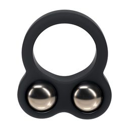 Levelz by shots Vloeibare Siliconen Dubbel Gewogen Bal Cockring - Zwart (8714273063892)