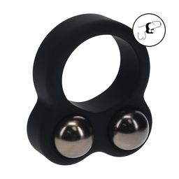 Levelz by shots Vloeibare Siliconen Dubbel Gewogen Bal Cockring - Zwart (8714273063892)
