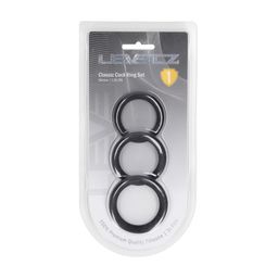 Levelz by shots Classic Silicone Cockring Set van 3 - L/XL/XXL - Zwart (8714273061911)