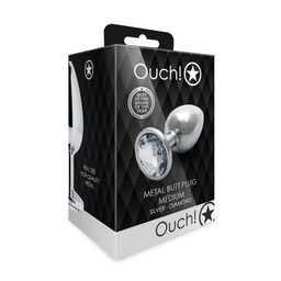 Ouch! by shots Ronde Gem Butt Plug - Medium - Zilver/Diamant (8714273533630)