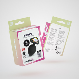 Crushious Cuore - Anale Plug met Vier Verwisselbare Edelstenen - Medium - Zwart (7403254158474)