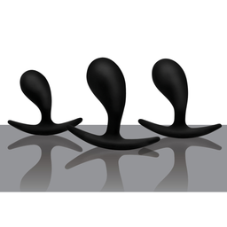 Xr brands Dark Droplets - 3-delige Gebogen Anale Trainer Set - Zwart (848518036674)