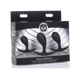 Xr brands Dark Droplets - 3-delige Gebogen Anale Trainer Set - Zwart (848518036674)