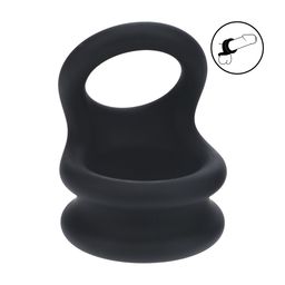 Levelz by shots Brede Dubbele O Siliconen Cockring - L - Zwart (8714273063489)