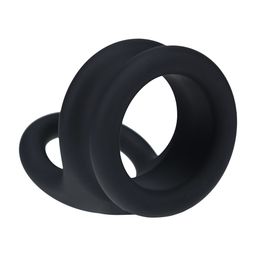 Levelz by shots Brede Dubbele O Siliconen Cockring - L - Zwart (8714273063489)