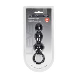 Levelz by shots Kralen Silikon Anale Probe met Lus - Zwart (8714273066695)