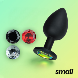 Crushious Camileo - Anale Plug met Vier Verwisselbare Edelstenen - Klein - Zwart (7403254158566)