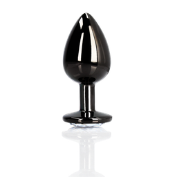 Ouch! by shots Ronde Edelsteen Butt Plug - Groot - Gunmetal/Diamant (8714273493279)