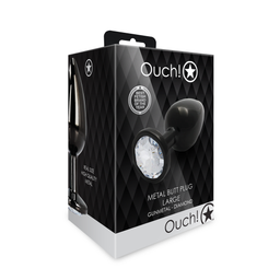 Ouch! by shots Ronde Edelsteen Butt Plug - Groot - Gunmetal/Diamant (8714273493279)