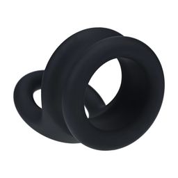 Levelz by shots Brede Dubbele O Siliconen Cockring - M - Zwart (8714273063465)