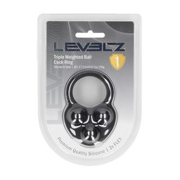 Levelz by shots Vloeibare Siliconen Drievoudig Gewogen Bal Cockring - Zwart (8714273063953)