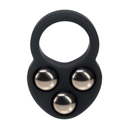 Levelz by shots Vloeibare Siliconen Drievoudig Gewogen Bal Cockring - Zwart (8714273063953)