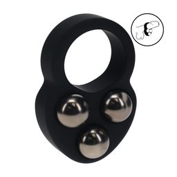 Levelz by shots Vloeibare Siliconen Drievoudig Gewogen Bal Cockring - Zwart (8714273063953)