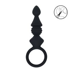Levelz by shots Geribbelde Siliconen Anale Probe met Lus - Zwart (8714273066640)