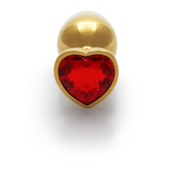 Ouch! by shots Hartje Gem Buttplug - Medium - Goud/Ruby Rood (8714273492999)