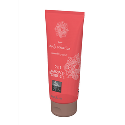 Hot 2 in 1 Massage en Glide Gel - Aardbei - 7 fl oz / 200 ml (4042342004991)