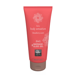 Hot 2 in 1 Massage en Glide Gel - Aardbei - 7 fl oz / 200 ml (4042342004991)