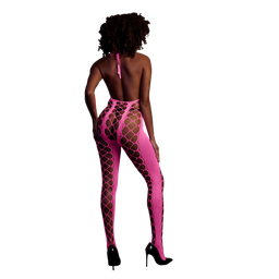 Ouch! by shots Bodystocking met Halterneck - One Size - Neon Pink (8714273493514)