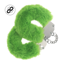 Ouch! by shots Zware Fluffy Handboeien - Groen (8714273043184)