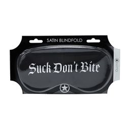 Ouch! by shots Suck Don't Bite - Gedrukte Satijnen Masker - Zwart (8714273028488)