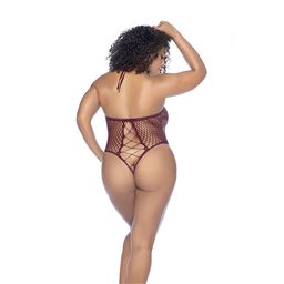 Mapalé Bloemen Visnet Bodysuit - Koning Maat - Kers (190602203807)