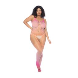 Mapalé Bloemen Ombre Bodystocking - Koning Maat - Zonsondergang (190602203968)
