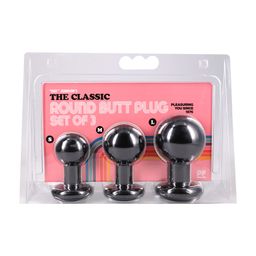 Doc johnson The Classic - Round Butt Plug - 3 Piece Set - Black (782421105600)