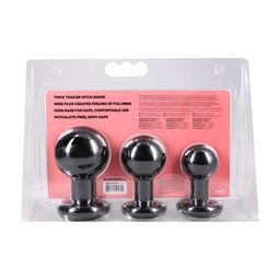 Doc johnson The Classic - Round Butt Plug - 3 Piece Set - Black (782421105600)