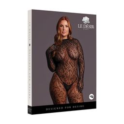 Le désir by shots Roxy - Leopard Open Knit Cat Suit - Queen Size - Black (8714273020956)