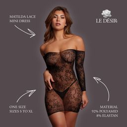 Le désir by shots Matilda - Lace Mini Dress - One Size - Black (8714273020888)