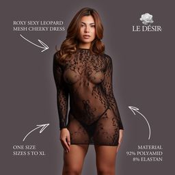 Le désir by shots Roxy - Sexy Leopard Mesh Cheeky Dress - One Size - Black (8714273020840)