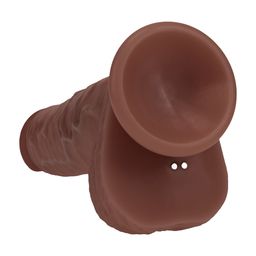 Realrock by shots Dual Density Silicone Realistic Vibrating Thrusting Dildo with Balls - 8 / 20,3 cm - Brown (8714273029584)