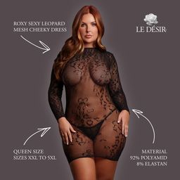 Le désir by shots Roxy - Sexy Leopard Mesh Cheeky Dress - Queen Size - Black (8714273020857)