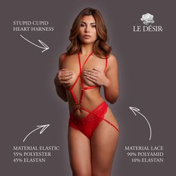 Le désir by shots Stupid Cupid - Heart Harness - One Size - Red (8714273020697)