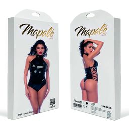 Mapalé Lace-up Halter Bodysuit - L - Glanzend Zwart (190602113267)