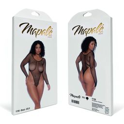 Mapalé Langdurige Mouwen Visnet Bodysuit - Koningin Maat - Zwart (190602203692)