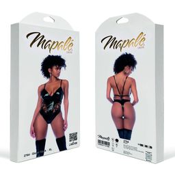 Mapalé Vetersluiting Bodysuit met Lage Halslijn - M - Glanzend Zwart (190602113175)