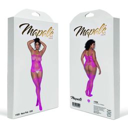 Mapalé Visnet Bodystocking met Halslijnen en Bandjes - Koning Maat - Roze (190602203777)