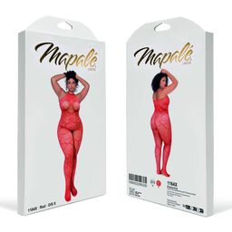 Mapalé Hart Visnet Bodystocking met Strass Detail - Koning Maat - Rood (190602299329)